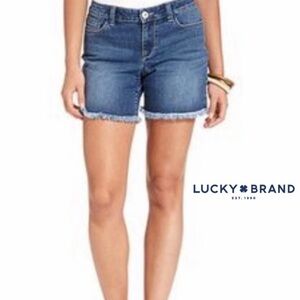 Lucky Brand Laguna Midrise Frayed Hem Longer Length Denim Shorts NWT